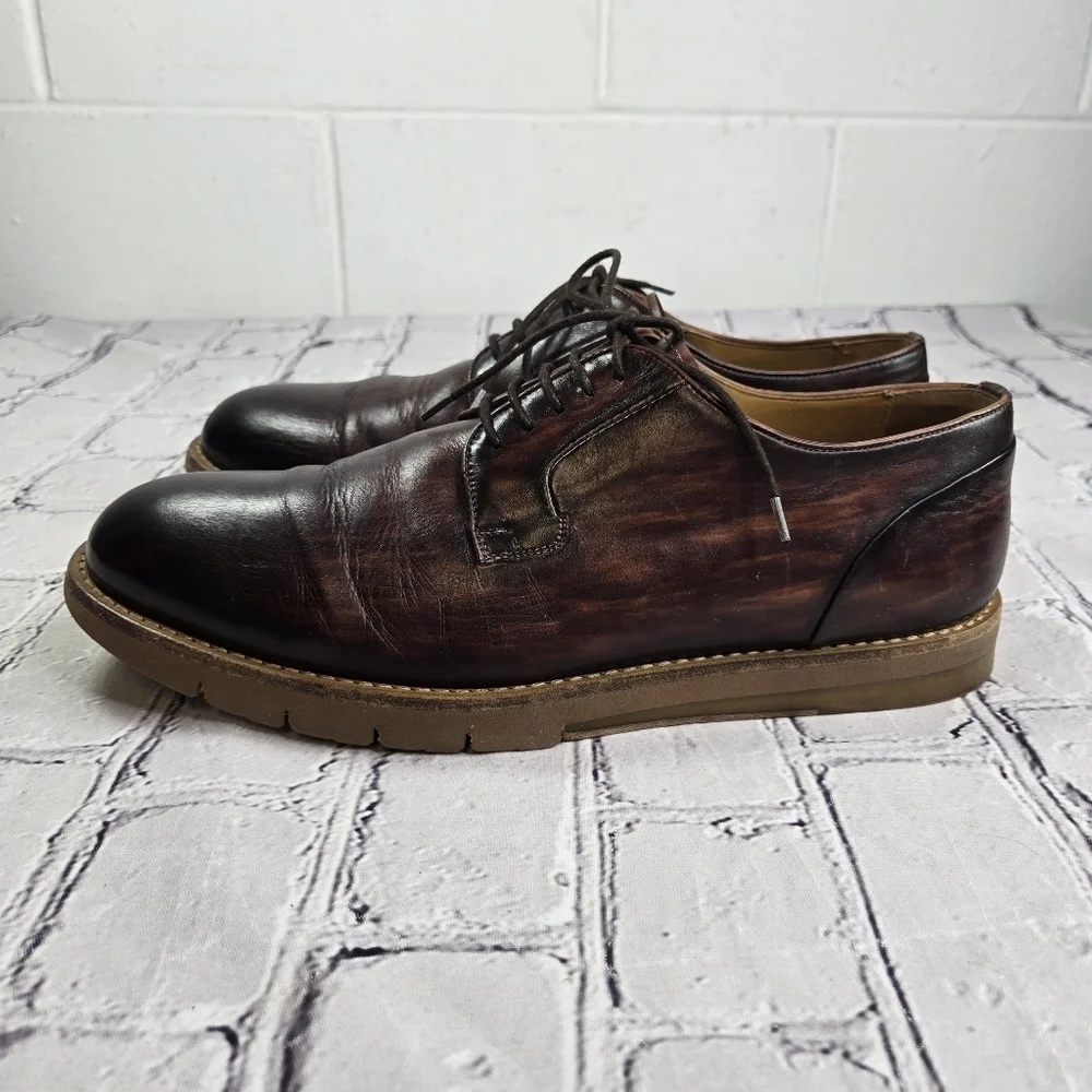 Magnanni brown leather lace up derby oxford shoes spain